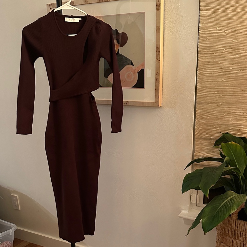 Astr Asymmetrical Brown Dress